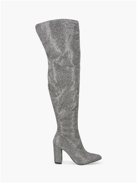 Carvela Shine Over Knee Boots Grey Pewter At John Lewis And Partners