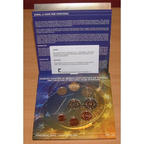 Portugal 2002 1st Official Euro Coin Set Collection Bu Limited