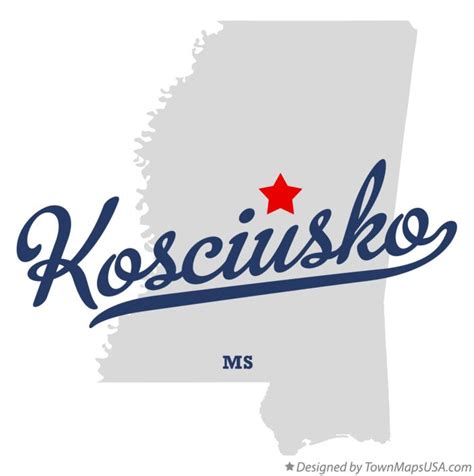 Map Of Kosciusko Ms Mississippi