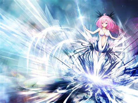Download 3500x2625 Anime Girl Magic Pink Hair Lights