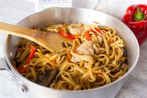 In a medium bowl, whisk together all the ingredients for the sauce and pour over chicken. Swanson Broth | Lo mein recipes, Chicken lo mein recipe ...
