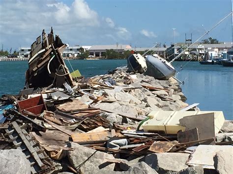 Hurricane Irma Debris On Jetty At Key West Bight Marina November 2017