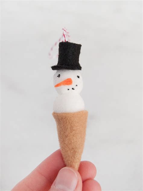 Snowman Ice Cream Cone Ornaments Handmade Charlotte