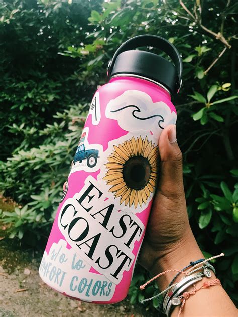 Preppy Pink Hydroflask With Stickers Hydroflask Hydro Flask Bottle