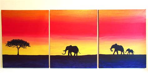 Elephants At Sunset Modern Art Abstract Painting By Stuart Wright