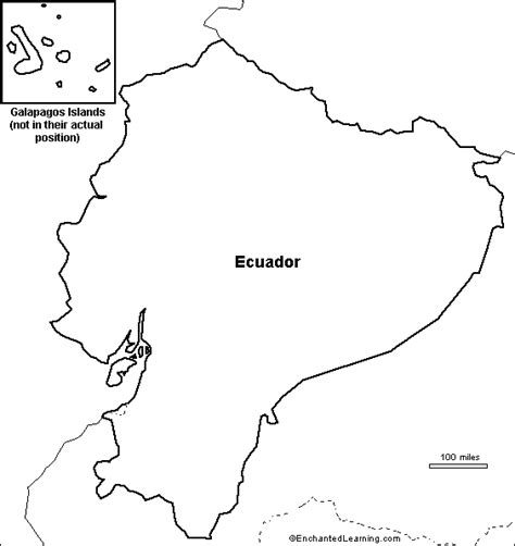 Outline Map Research Activity #1 - Ecuador - EnchantedLearning.com