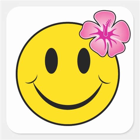 Hawaiian Happy Face Square Sticker
