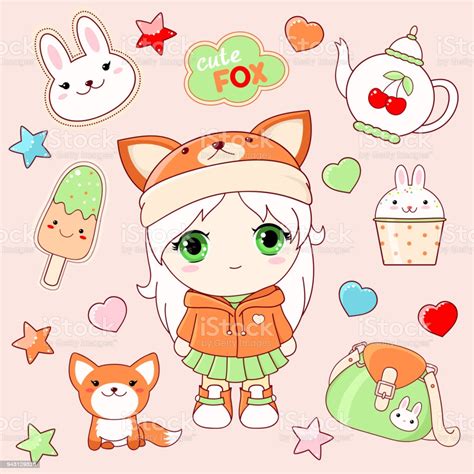 Discover our collection of super cute paper and plastic stickers. Set Of Cute Stickers In Kawaii Style Stock Illustration ...