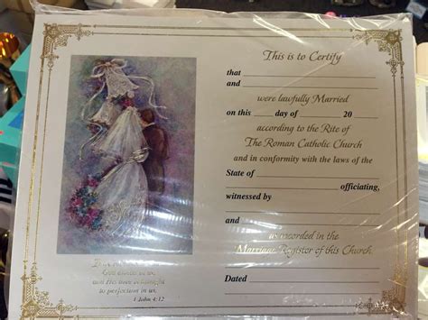 Marriage Certificates Pack Of 100 Catholic Closeout Marriage