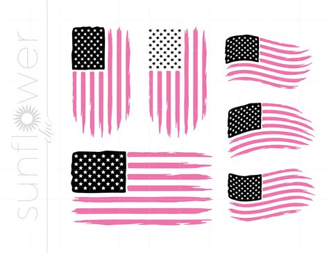 Pink American Flag Svg Distressed Us Flag Svg Cut Files Etsy