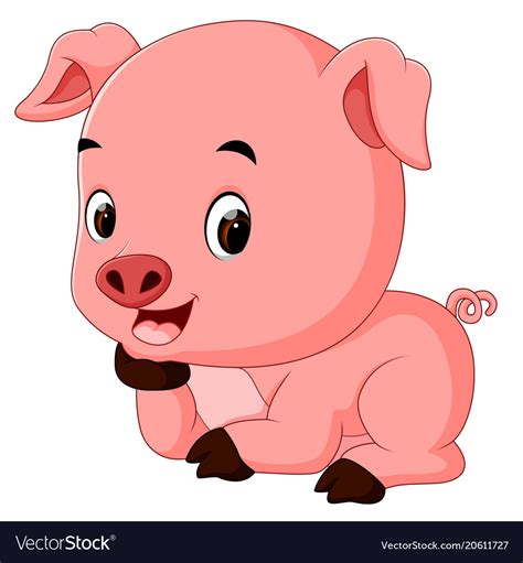 Character Of Cute Pig Cartoon Royalty Free Vector Ima