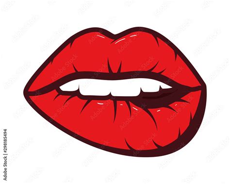 Sexy Woman Mouth Pop Art Style Stock Vector Adobe Stock