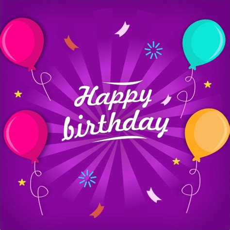 Premium Vector Happy Birthday Greeting Card With Balloon Vector