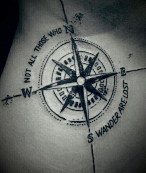 Not All Those Who Wander Are Lost Compass Tattoo Image Lost Tattoo Hip