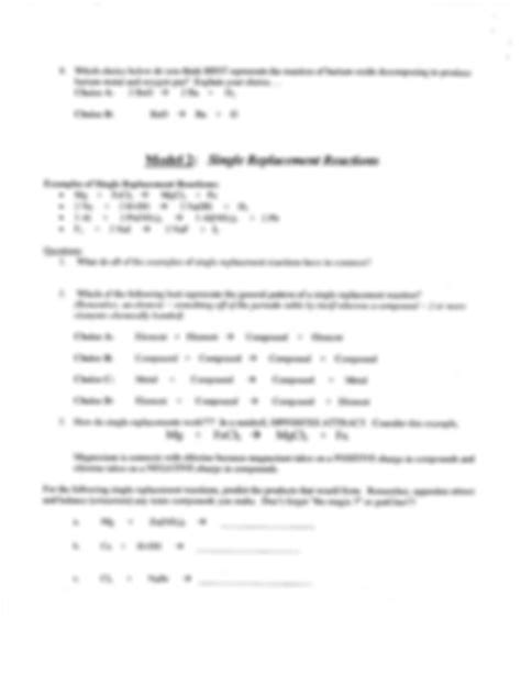 Zn + pb(no 3) 2 zn(no 3) 2 + pb single replacement 2. Types of Chemical Reactions POGIL - Types of Chemical ...