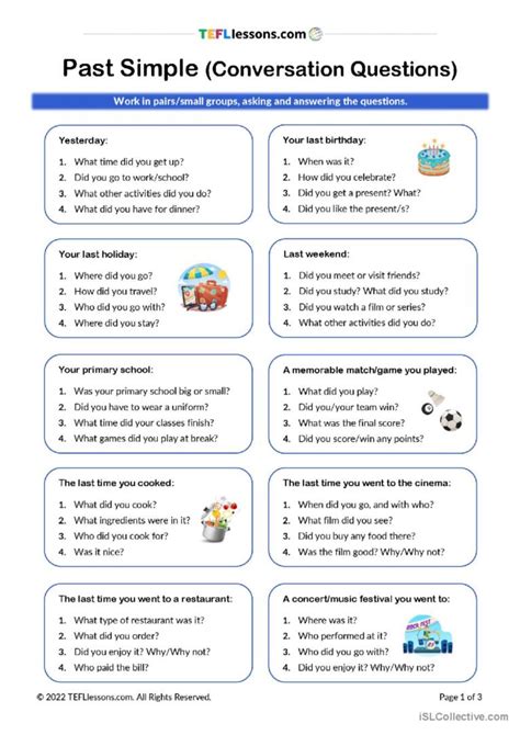 Past Simple Conversation Questions English Esl Worksheets Pdf And Doc
