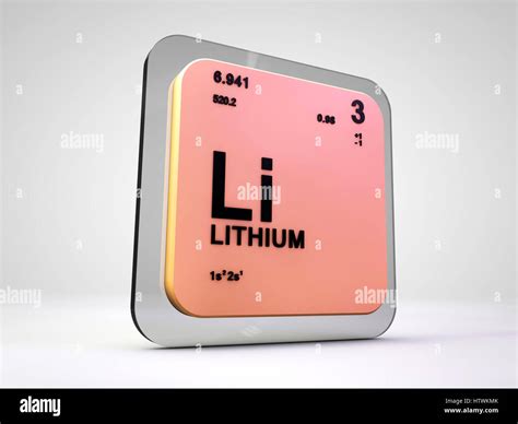 Litio Li Elemento Químico Tabla Periódica 3d Render Fotografía De