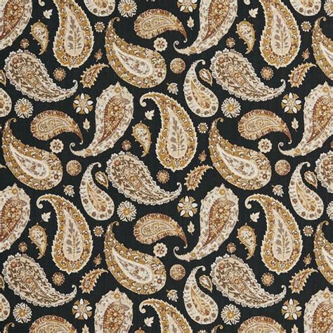 B0490a Black Brown And Taupe Large Paisley Print Upholstery Fabric