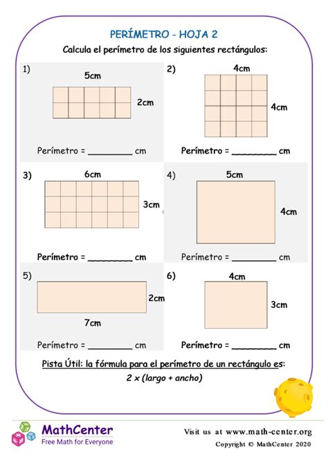 Cuarto Grado Hojas De Trabajo Rea Y Per Metro Math Center