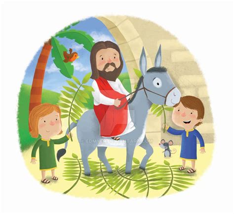 Palm Sunday Jesus On Donkey By Edmyer 성경 카드 종교