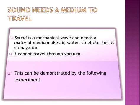 Sound Needs A Medium To Travel Science Grade 9 Chapter Sound