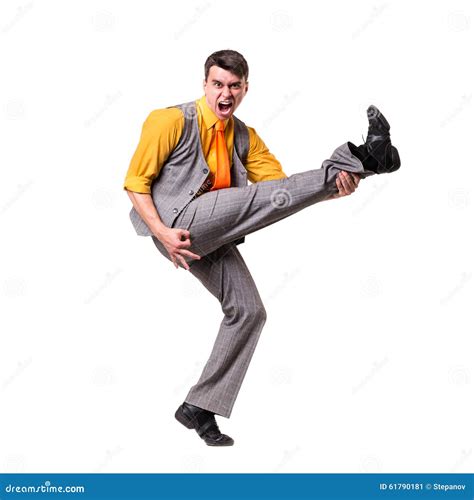 Full Length Of A Dancing Business Man Isolated On Stock Image Image