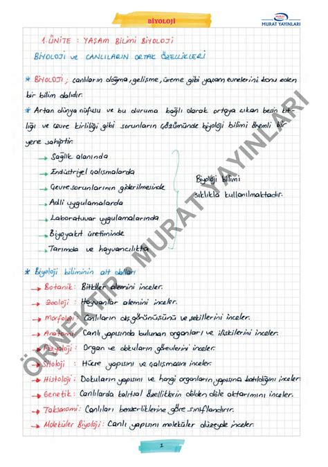 SOLUTION Tyt Biyoloji Ders Notlari Studypool