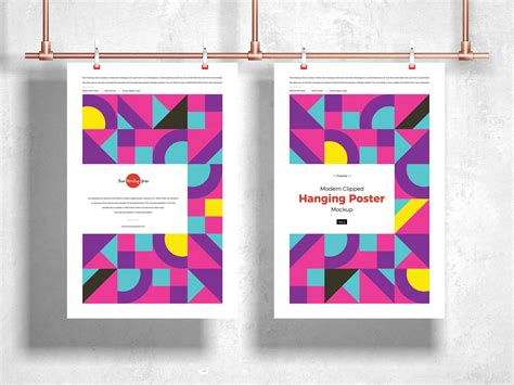 Free Clipped Hanging Poster Mockup Psd