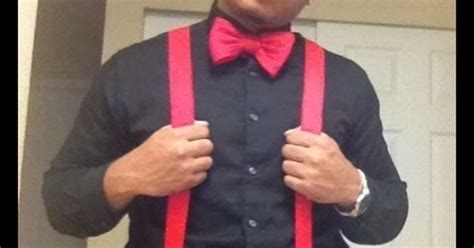 Black Shirts And Pants With Colorful Suspenders Or Vest And Bow Ties