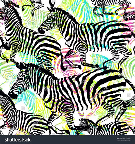 Composition Black White Zebra Tropic Animal Stock Vector Royalty Free