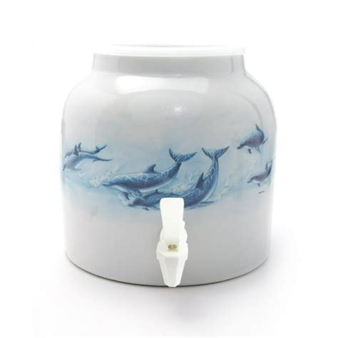 Paradise Of Dolphins Porcelain Water Beverage Dispenser Crock 22