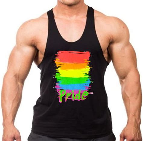 Amazon Com Interstate Apparel Inc Rainbow Gay Pride Stringer Tank Top