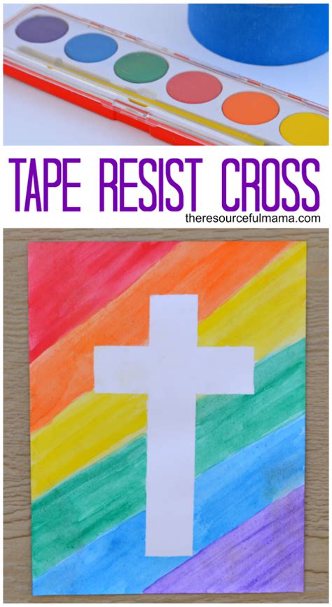Tape Resist Easter Cross Craft Sunday School Crafts Easter Art