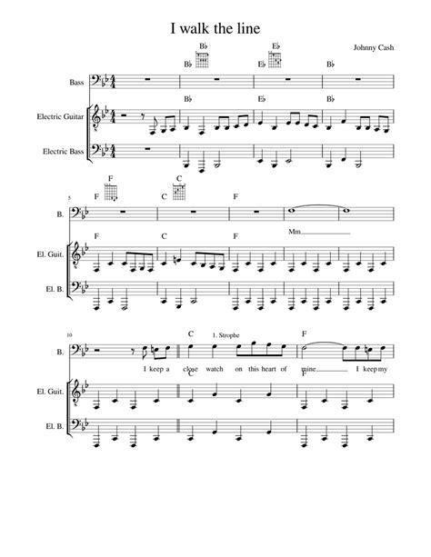 Johnny Cash I Walk The Line Sheet Music For Voice Guitar Bass Download Free In Pdf Or Midi