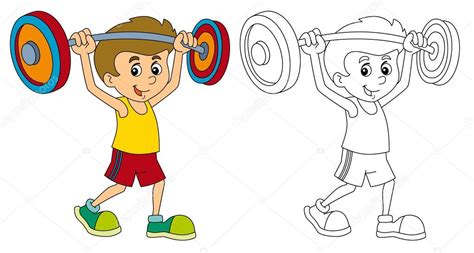 Entrenamiento infantil de dibujos animados - levantamiento de pesas