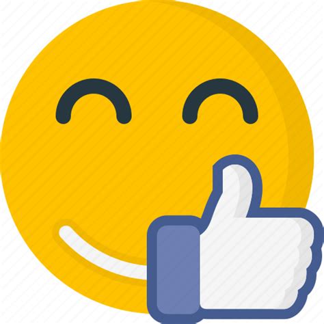 Emoji Face Gesture Indicate Like Smiling Thumbs Up Icon