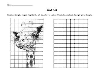Grid Art Worksheet Giraffe By Tricia Knox Teachers Pay Teachers
