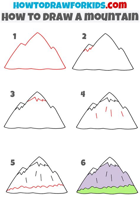 How To Draw A Mountain Easy Drawing Tutorial For Kids