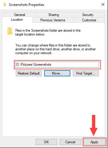 How To Change The Location Of The Screenshots Folder In Windows 10