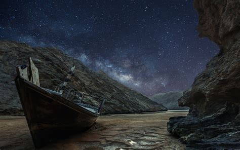982278 Desert Shadow Sand Stars Milky Way Moonlight Landscape