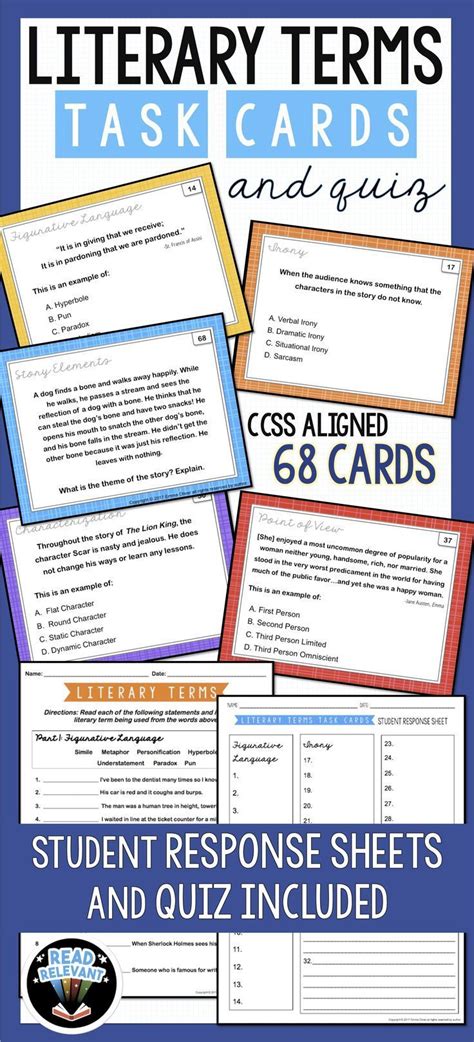literary terms task cards activity and quiz literary terms task cards writing lessons