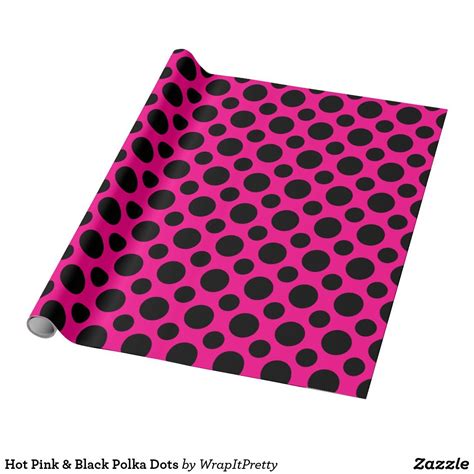 Pink And Black Polka Dot Wrapping Paper