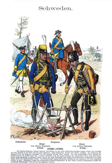 Swedish Troops On The Seven Years War Plate By R Knotel From Left To