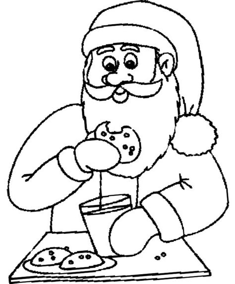 Santa Eating Chocolate Chip Cookie Coloring Page Coloring Home