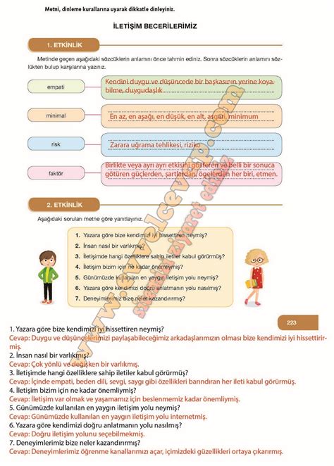 Sinif Turkce Ders Kitabi Ozgun Yayinlari Sayfa Cevaplari Dev