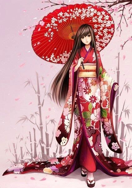 Девушка аниме в кимоно подборка