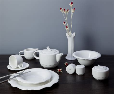 Elegant Dinnerware White Porcleian Tableware Hotel Restaurant Dinning