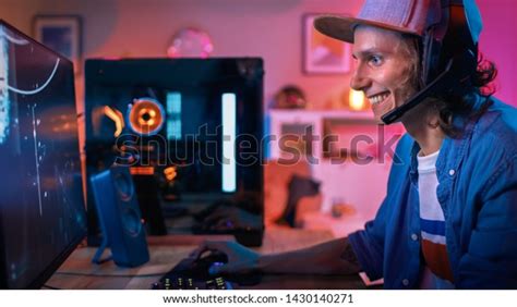 Gamer Puts His Headset Mic On Stock Photo Edit Now 1430140271