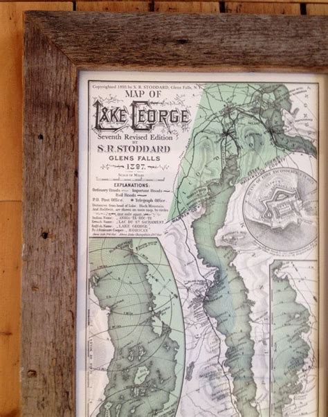 Custom Framed Sr Stoddard Map Lake George By Lakeshorecustomcreat