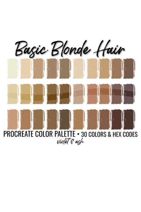 Blonde Hair Bundle Procreate Color Palette Hair Color Palette